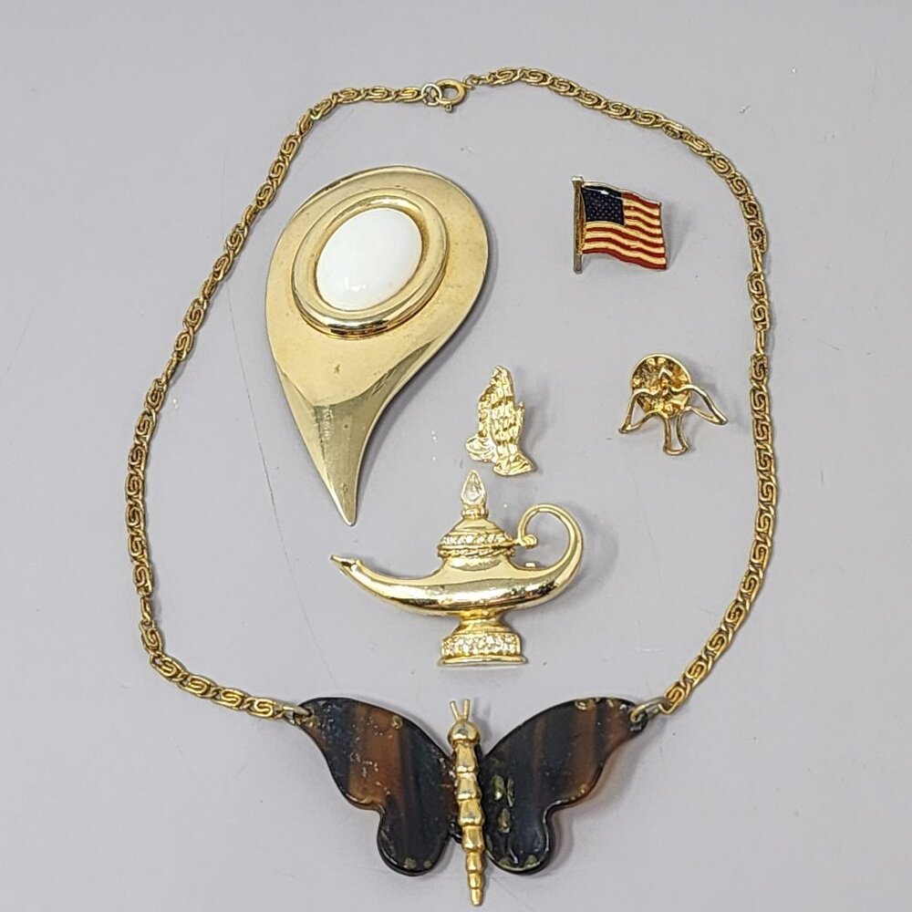 Vintage‎ & Modern Jewelry Lot – Necklaces and Brooches Mixed Styles